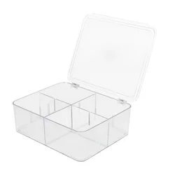 Clear BPA free Stackable Plastic Tea Bag Holder Storage Bin Box with Clear Top Lid