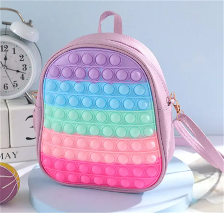 Laudtec Fidget Backpack Relive Stress Soft Squishy Push Bubble Silicone School Bags For Children