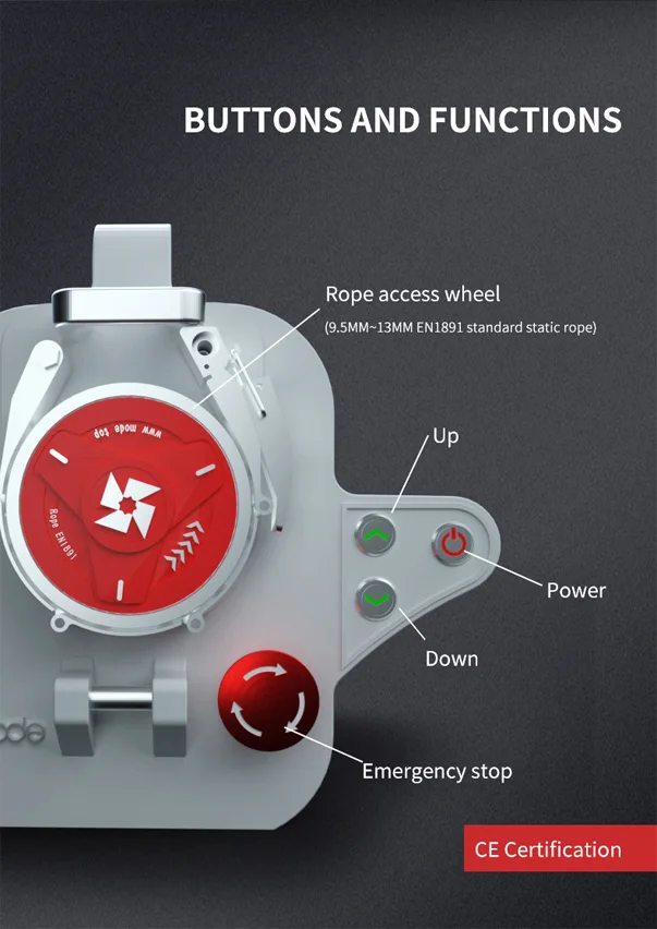 Mode China fall protection Smart Spider Power Ascender Descender for Work at height Window Cleaners