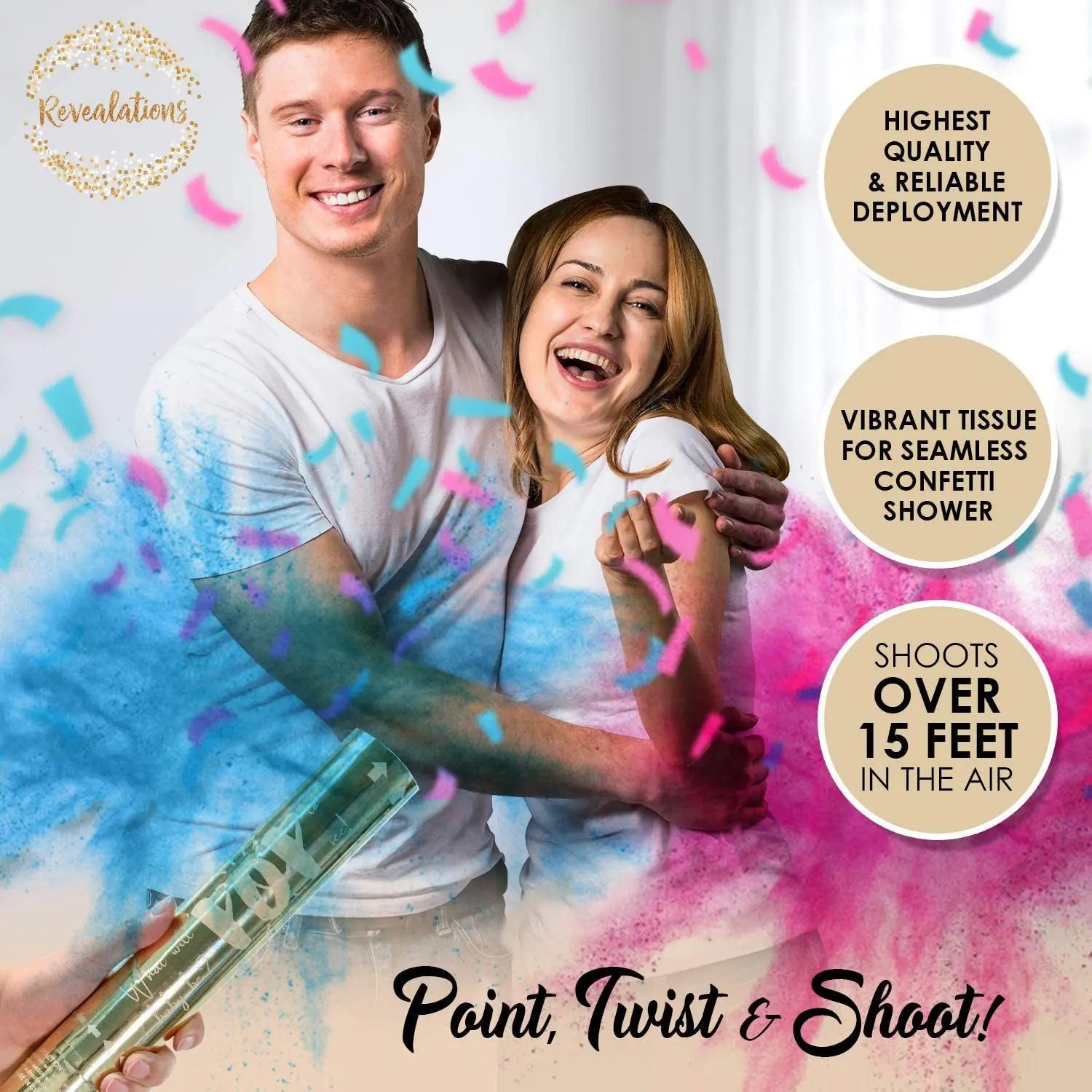 Fast dispatch biodegradable gender reveal confetti cannon party poppers confetti & spray