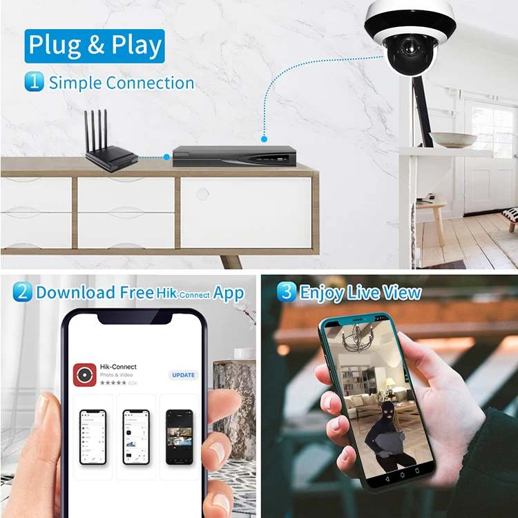 Hik 4 Inch 4Mp Camera De Surveillance Cctv System 4X Optical Zoom Network Darkfighter Mini Dome Ptz Camera