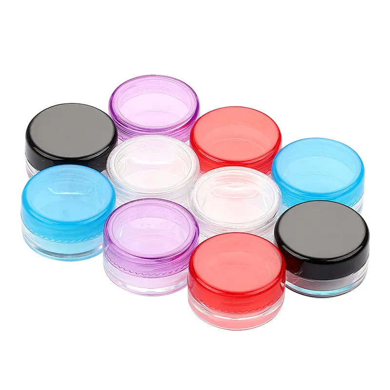 Wholesale 3g 5g 7g 10g 15g plastic ps small black gold blue pink empty cosmetic container pot cream jar
