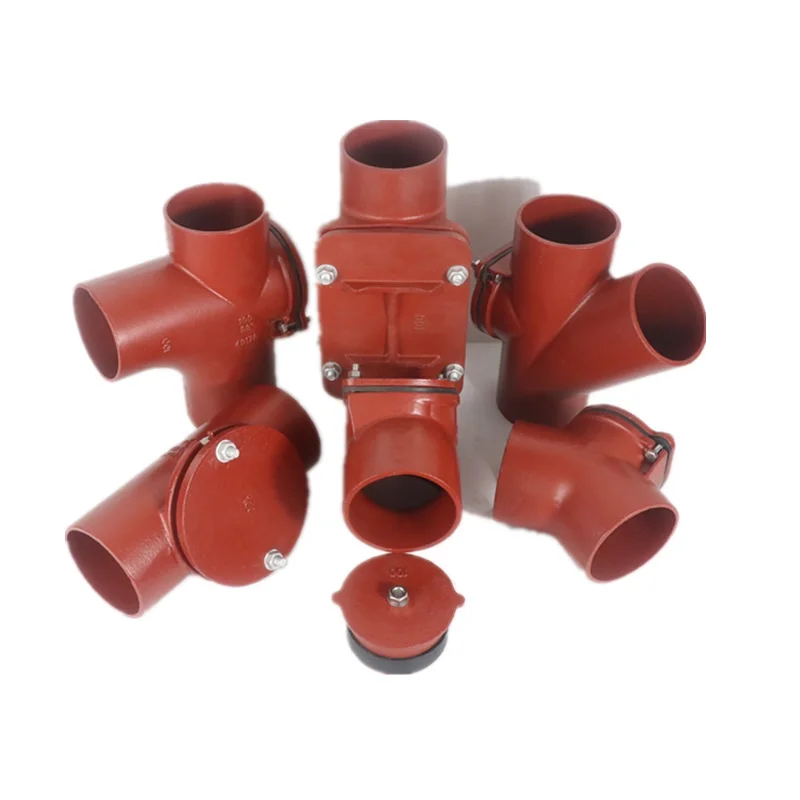 EN877 cast iron fitting DN100X100X100 45dgr double branch