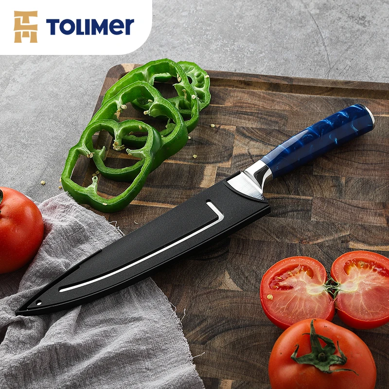 Professional 4CR13 Stainless Steel 8 Inch Japanese Kitchen Chef Knife Colorful Resin Handle Chef Knife