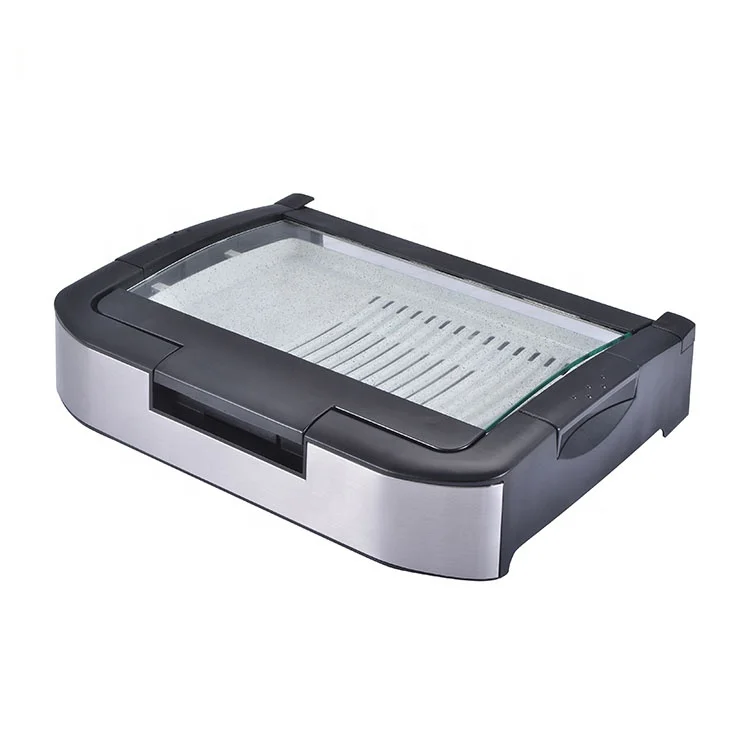 Indoor No Smoke Nonstick Grill Plate Temperature Control Electric Barbecue Grill