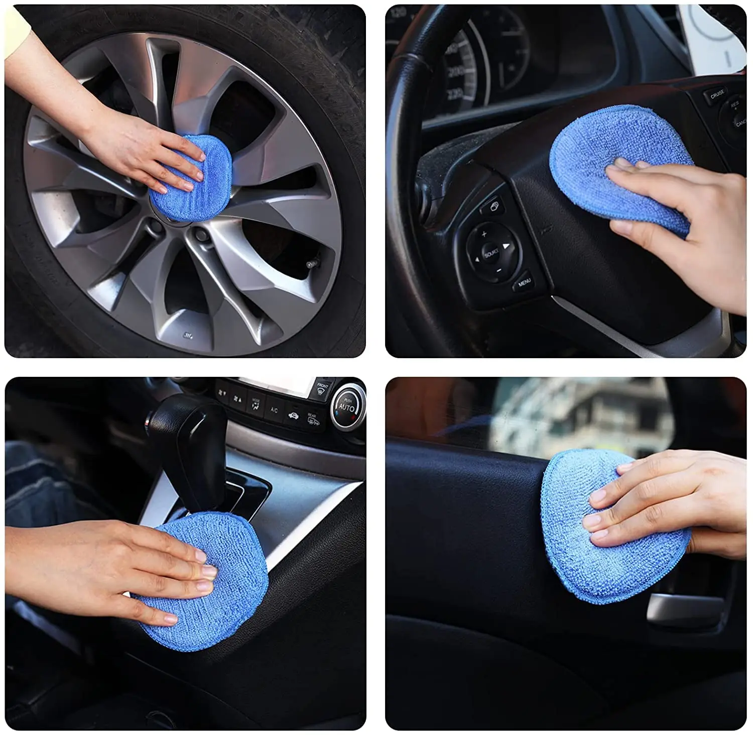 Microfiber Round Sponge Detailing Cleaning Pads Car Wax Applicator Pads Polish Foam Sponges for Cars
