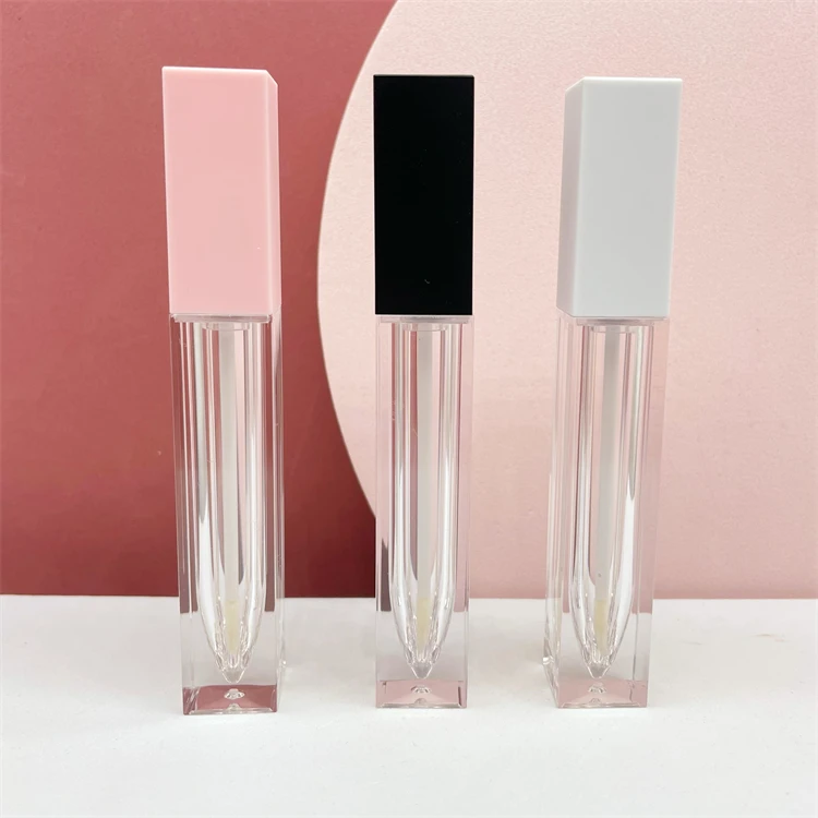 Rectangle pink black white color plastic lipgloss tubes