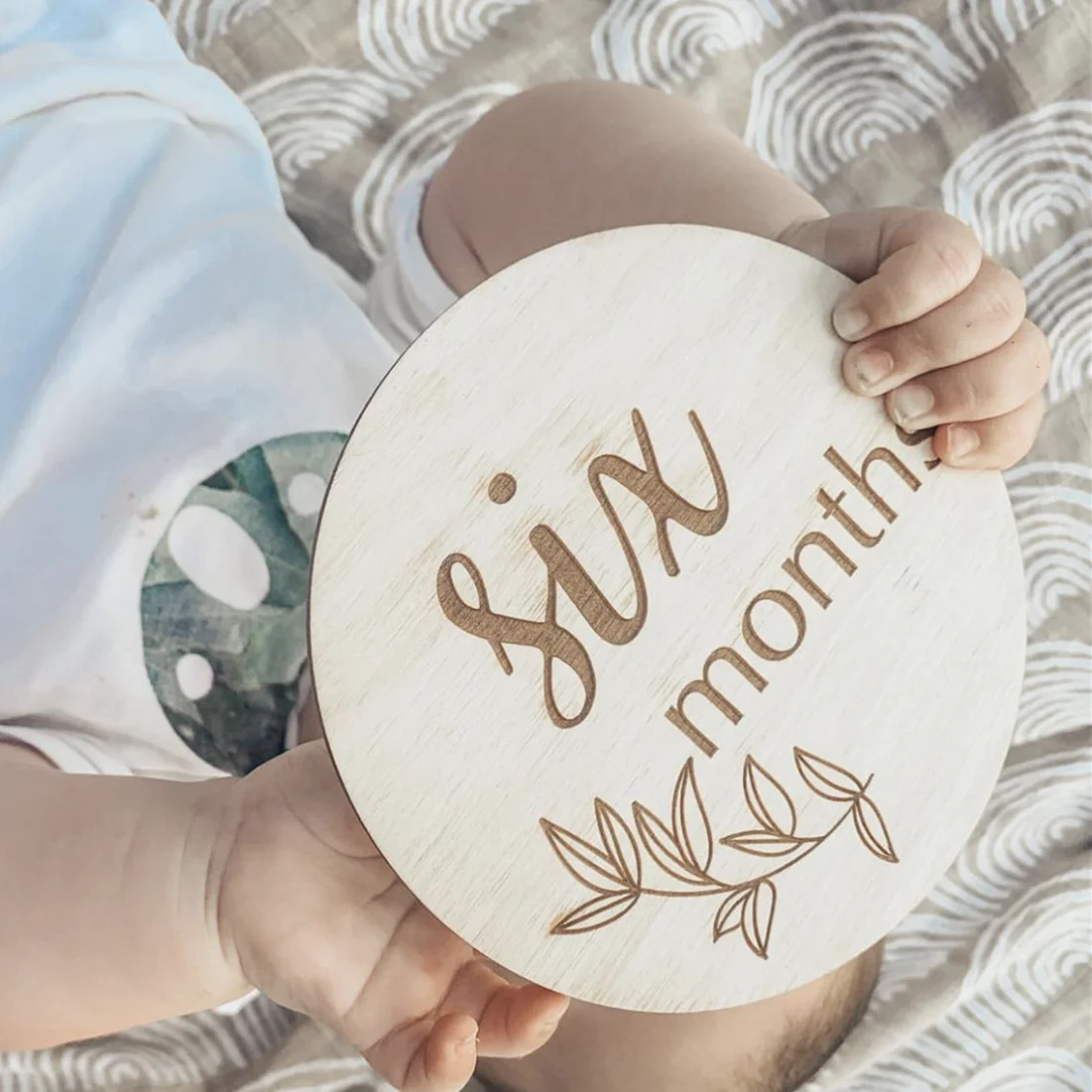 Wood Prop Wooden Baby Milestone Card Print Custom Premium Solid Decoration Souvenir Flower Wood Disc Modern Designs,nautical