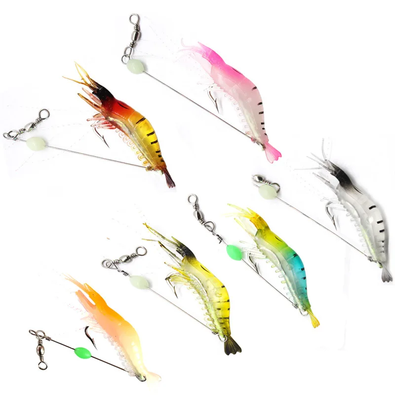 High Quality 9cm Biomimetic Prawn Shrimp Rigs Soft Lure Bait with Hook PVC Artificial for Sea and Lake Fishing Plastic Material