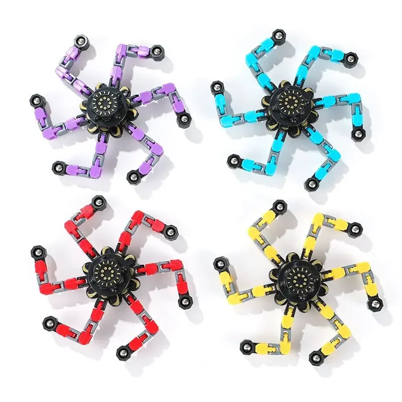 Funny Sensory Fidget Toys, Transformable Chain Robot Finger Toy DIY Deformation Robot Mechanical Spinners