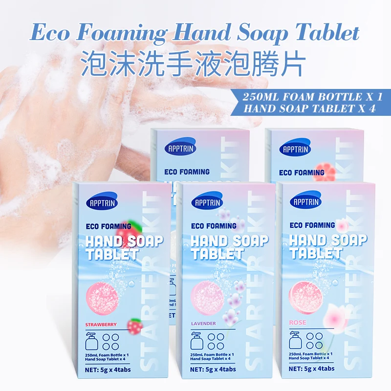 Biodegradable formula antibacterial and environmentally friendly hand sanitizer soap tablets containing pure essential oils