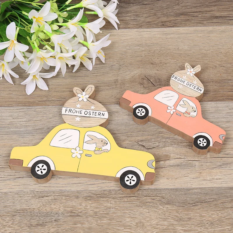Modern style lovely easter accessories shop window desktop ornament wooden decoration craft Easter bunny car festival supplies