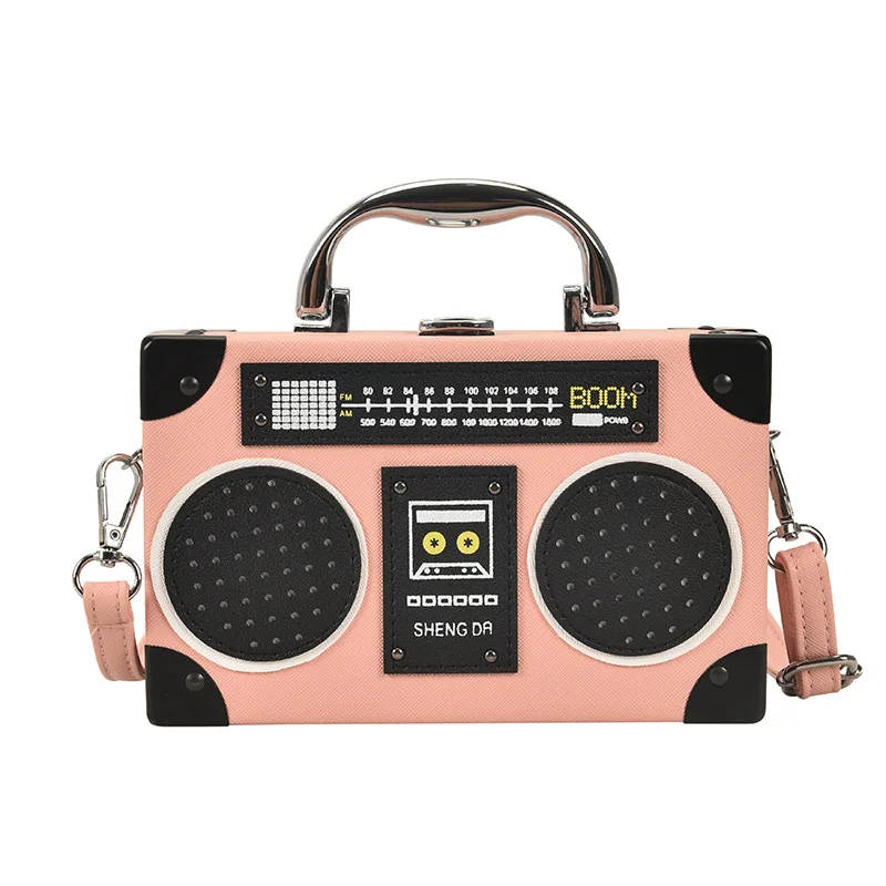 2024 Fashion Women Unique Vintage Radio Recorder Leather Purses Tape Shaped Luxury Handbags Ladies Hand Bags