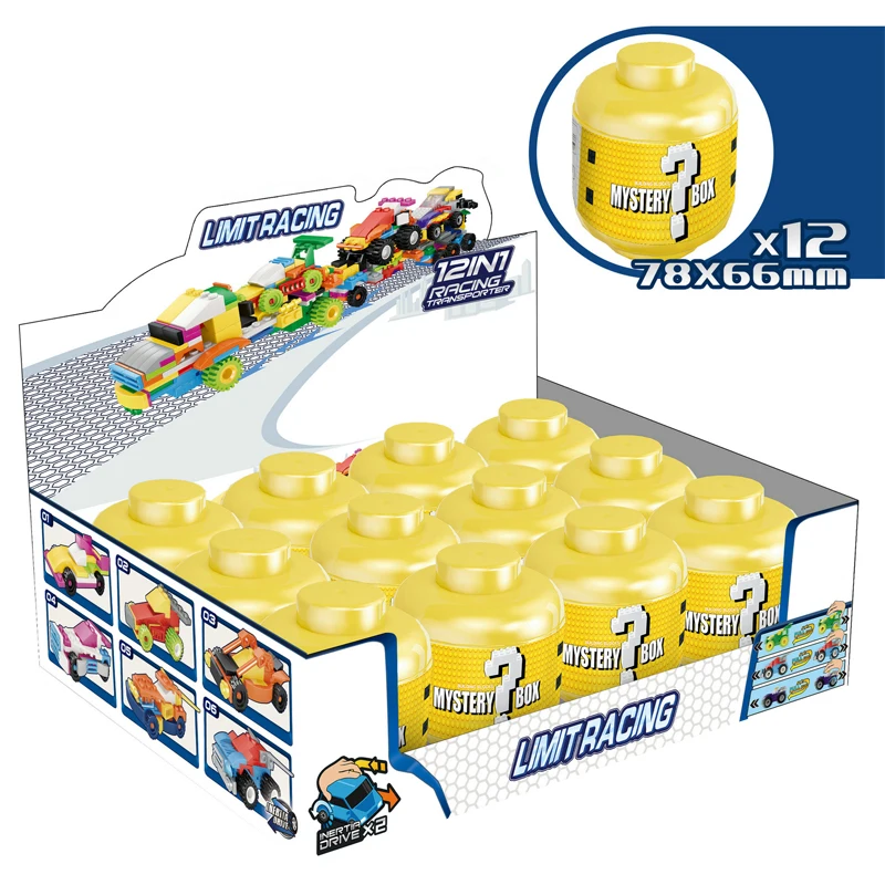 12 in 1 blind box toys fire fighter pull back car building block toys for children