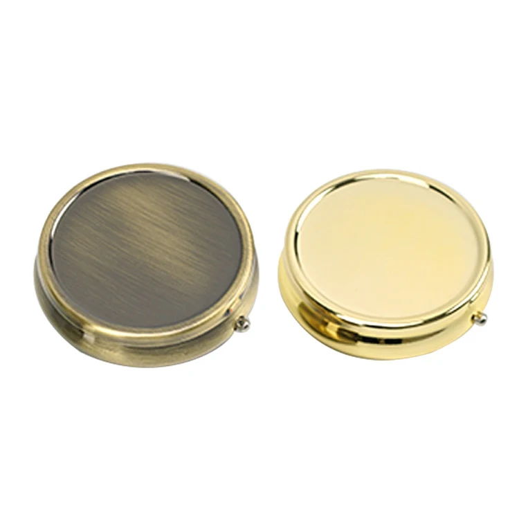 MM-MPB003 Food Grade 3 Case Round Circle Mirror Jewelry Promotional Mirror Decorate Metal Pill Case Box