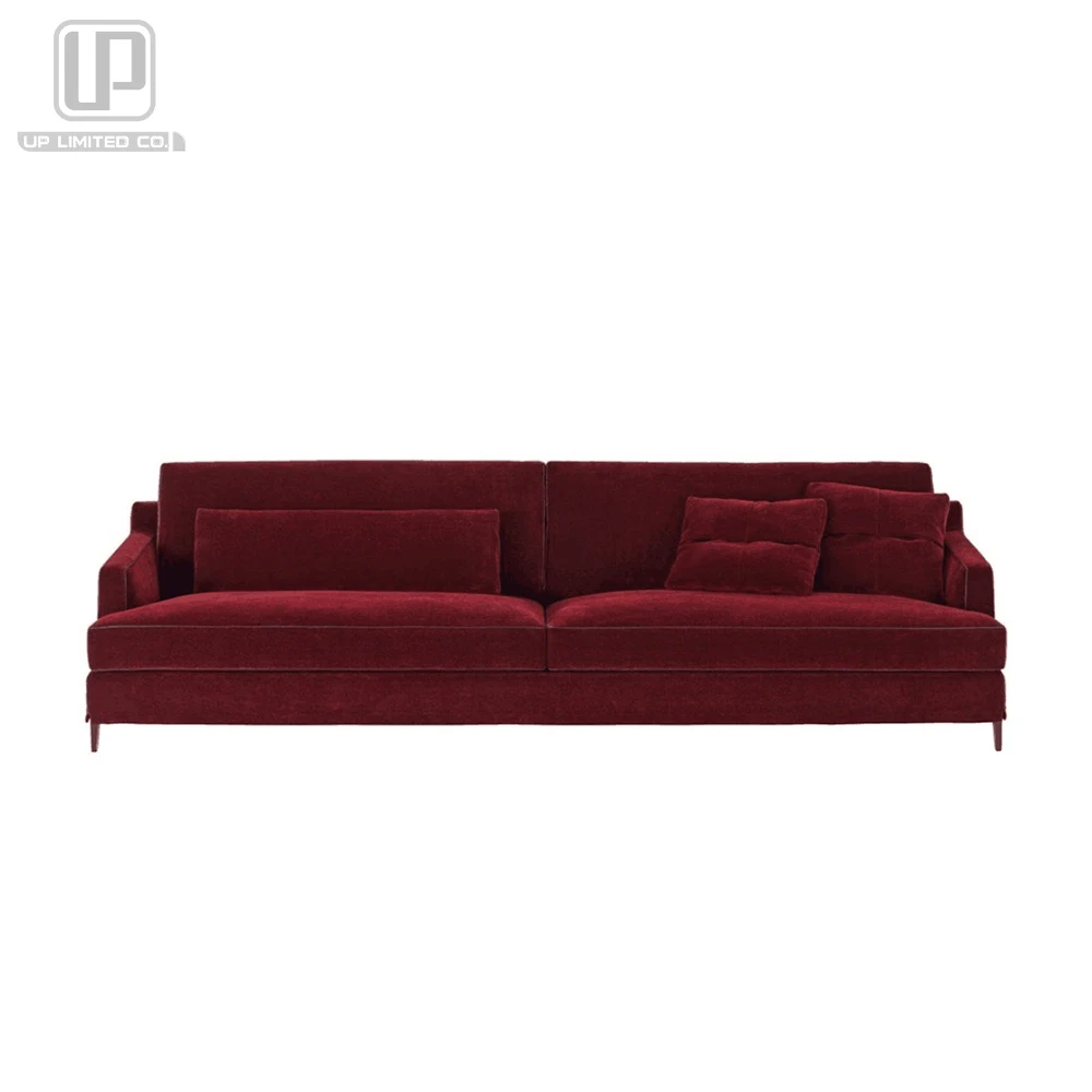 High-end Quality With Factory Price Wine  Red Velvet Couch Luxury Italian Sofa Modern Fabric Living Room Sofas