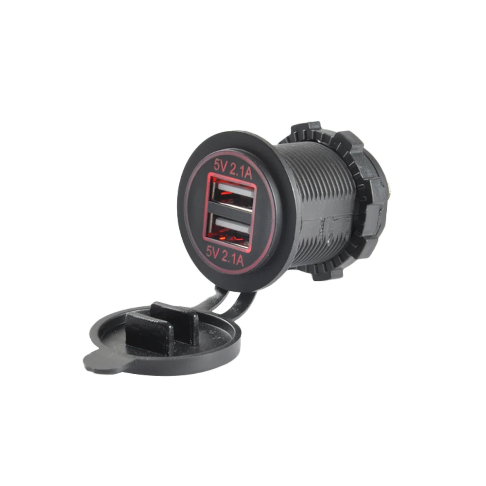 12V 24V Fast Charging Double Port 4.2A 2.1A USB Charger Socket for Car Bus
