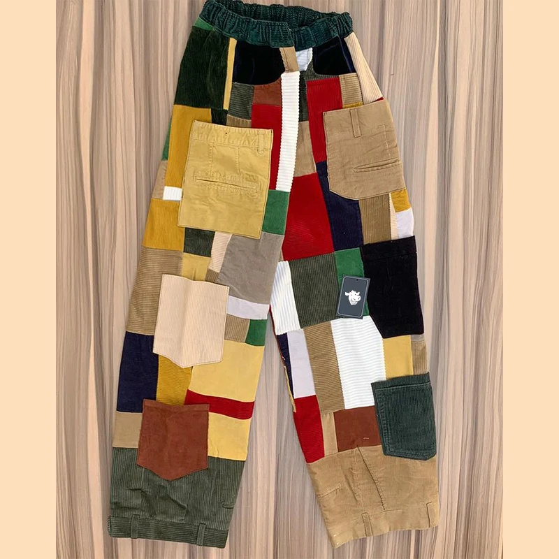 DIZNEW OEM Custom teenage Girls Clothing for Spring 2024 New patchwork Linen pants & trousers6 pocket pants for women