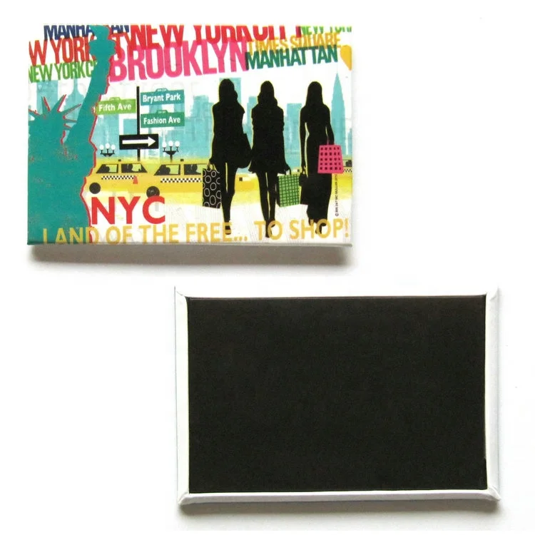 80 X 55 mm Custom New York City Photo Tinplate Refrigerator Fridge Magnets Tourist Souvenir Tin Magnet