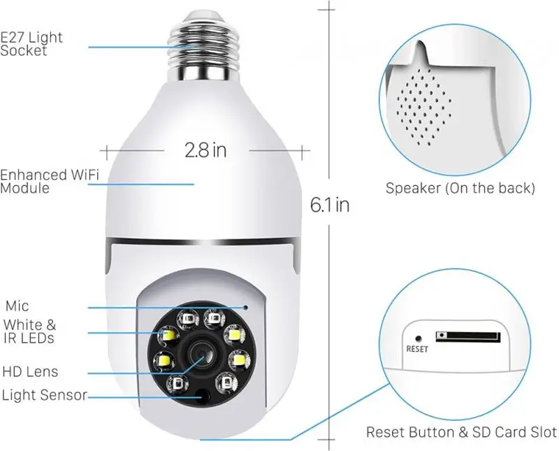 Smart Home Security Digital Wifi Camera Two way voice camera  Remote Monitoring Bulb camera with WIFI