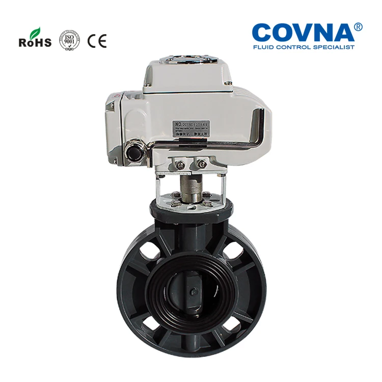 COVNA Actuator Valves UPVC PVC Plastic Flow Control Butterfly Valve Electric Actuator Motorized Ball Valve