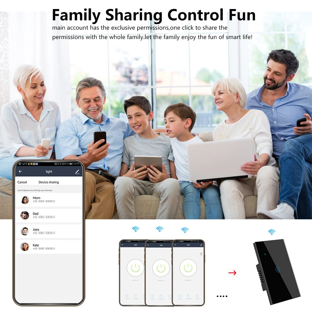 RSH Tuya ZigBee Touch Panel Light Switch 1/2/3/4 Gang Voice Control Smart Home Wall Switches