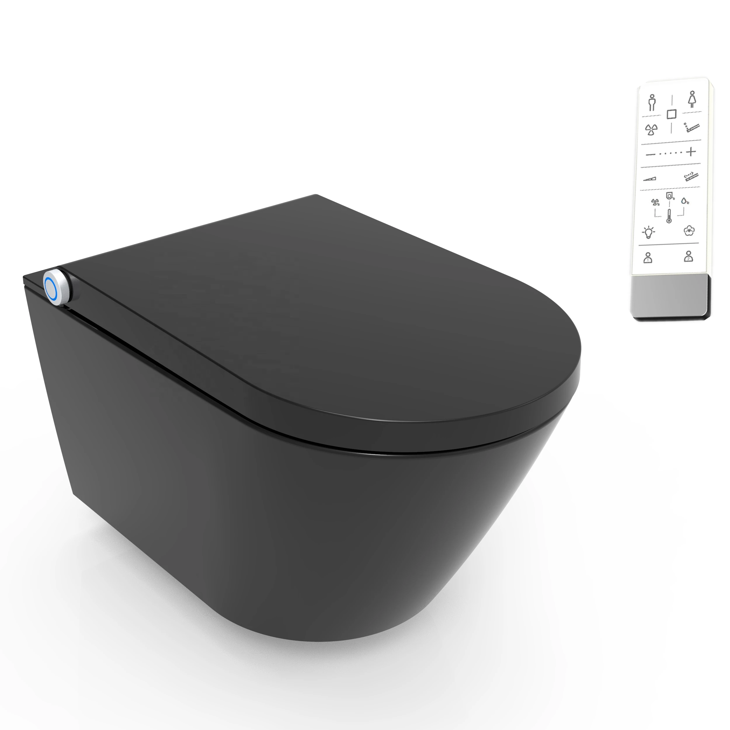 Modern Design Matt Black Wall Hung Shower Toilet Heating Seat Intelligent Smart Toilet