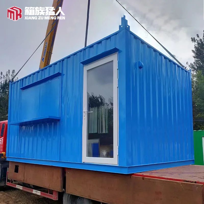 Busy prefab pop-up coffee shop corrugated shipping metal container cafe bar design 20ft house for sale