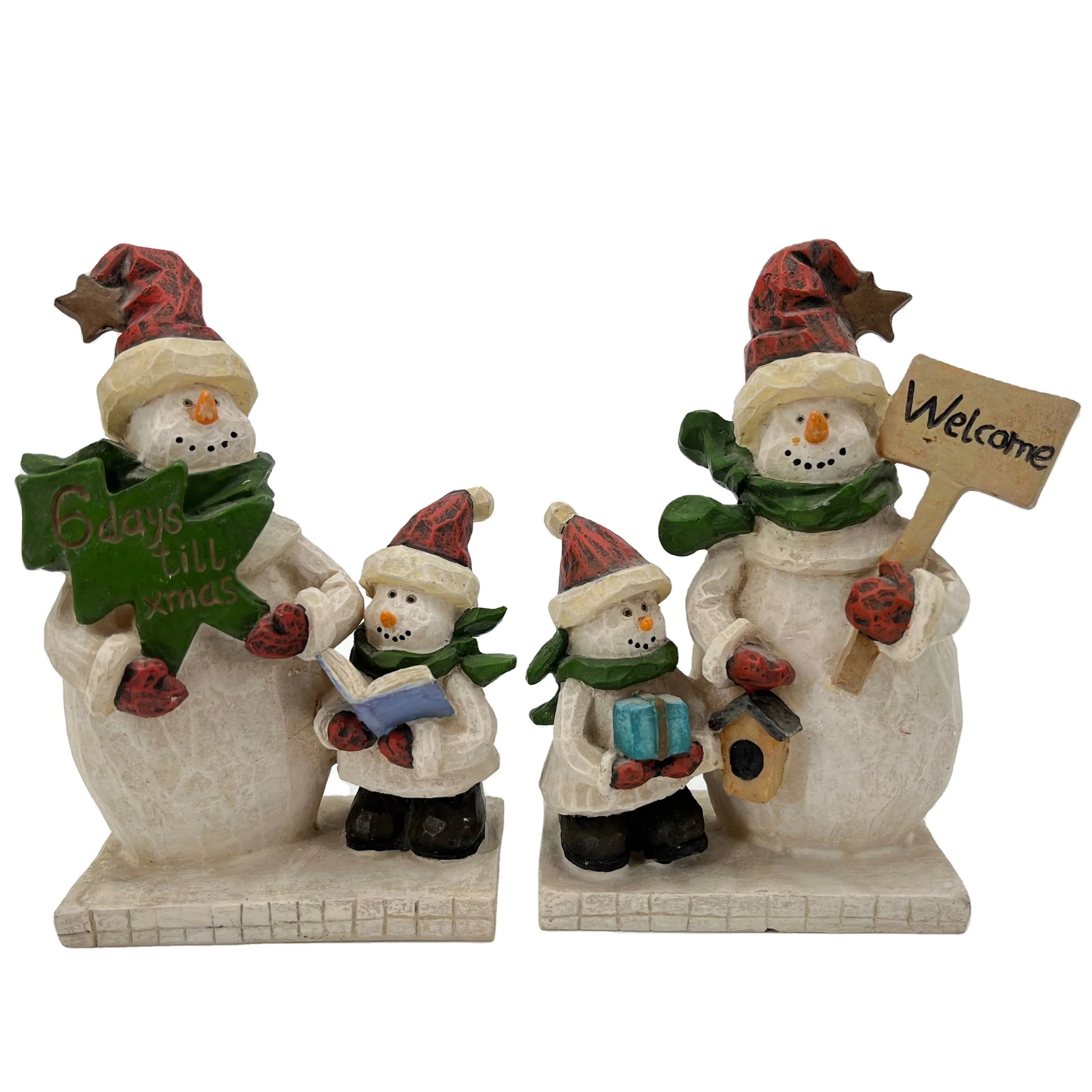 Christmas Decoration Supplies Resin Crafts Snowman Christmas Hat Home Accessories Nativity Figurines Mini Figurines XIAMEN China