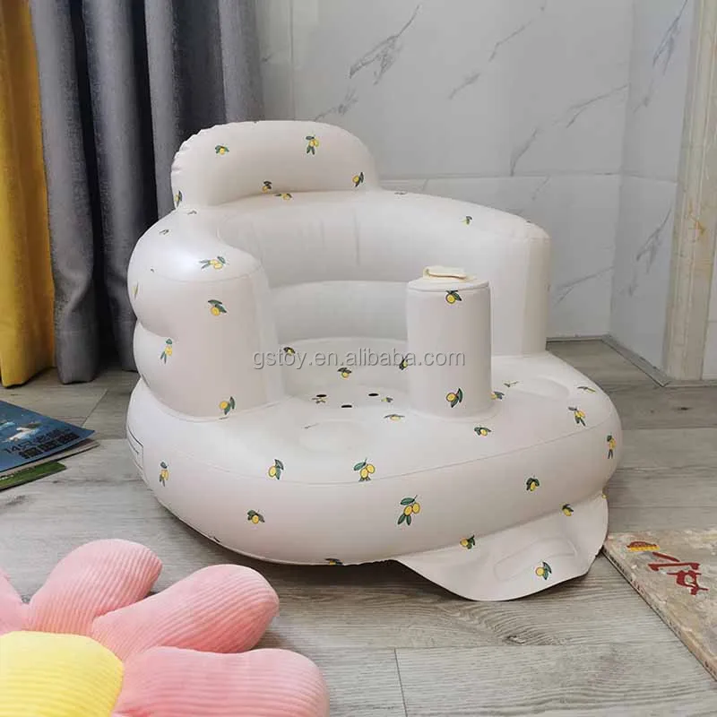 Small chassis olive kids learning support seat PVC toddler feeding chair  inflatable baby sofa