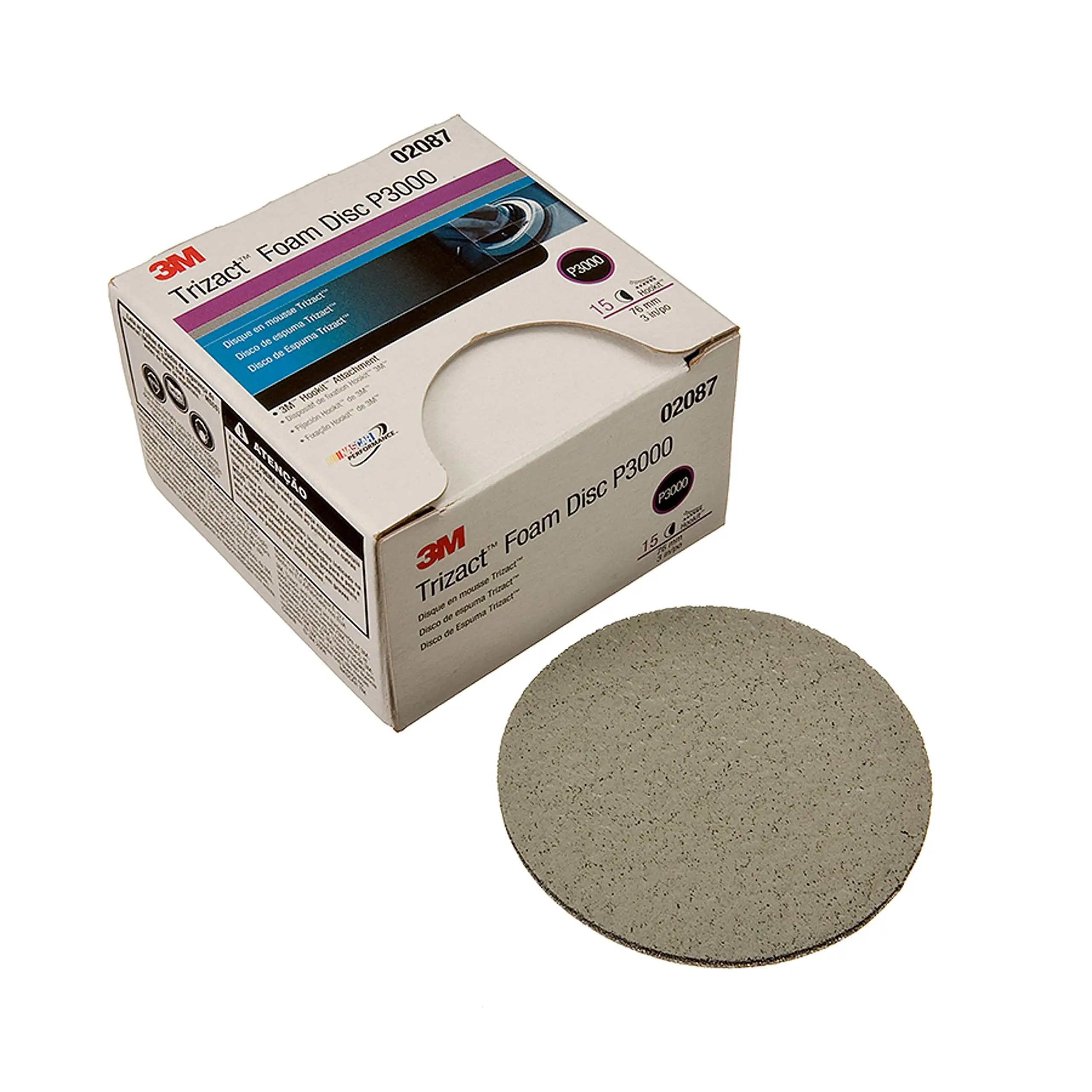 3M 02087 Trizact пенопластовый диск задняя флокирующая губка наждачная бумага Ремонт автомобильной краски 3000 сетка Грит 75 мм 3 дюйма абразивный