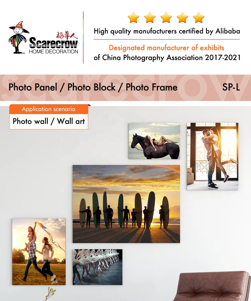 MDF Wall Mounts Wall Photos Wood Photo Block Frameless Picture Frame for Home Decoration