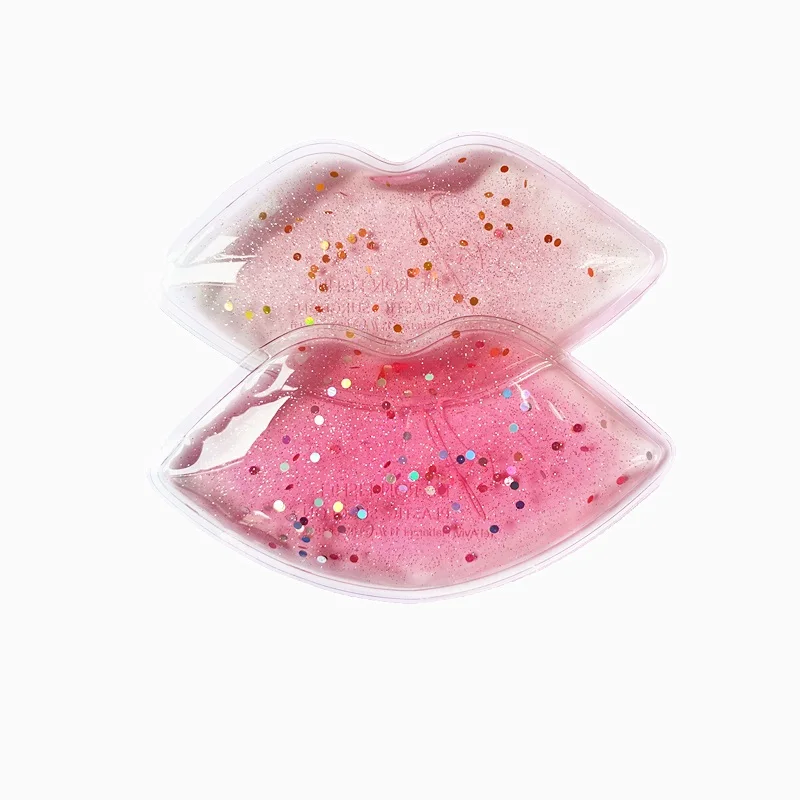 China cold compress   Mini lip Shaped beauty gel custom  lip ice pack  with glitter