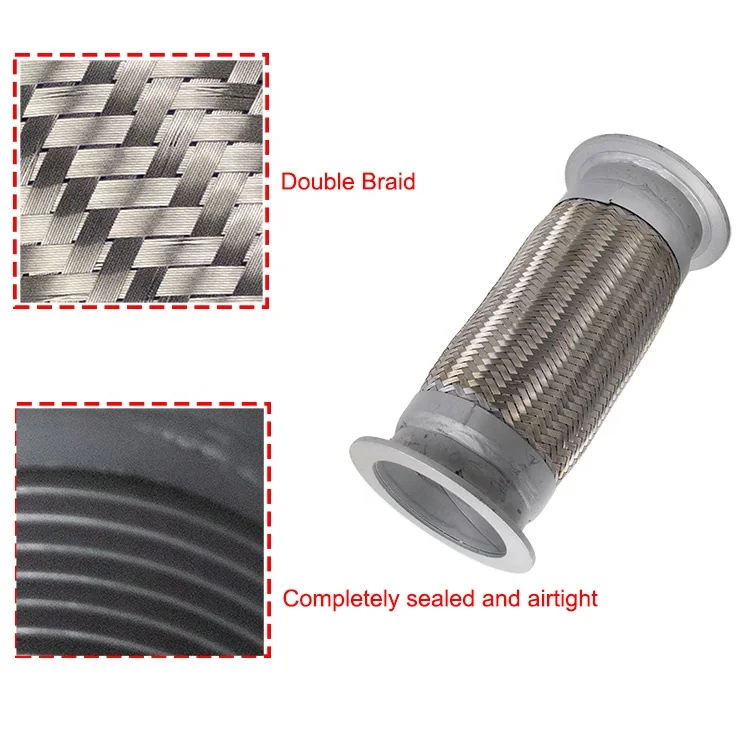 Factory price Stainless Steel Exhaust Flexible Pipe DZ95259540018 For Shacman M3000 Truck Parts Weld Flex Joint Tube with clamp