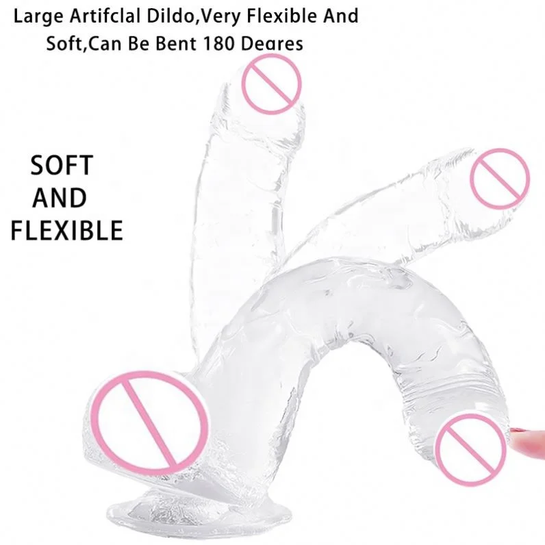 Wholesale Price Bulk Big Soft Strap On Crystal Cock Penis Sex Toys Male Female Anal Huge Realistic Crystal Silicone Women Dildos