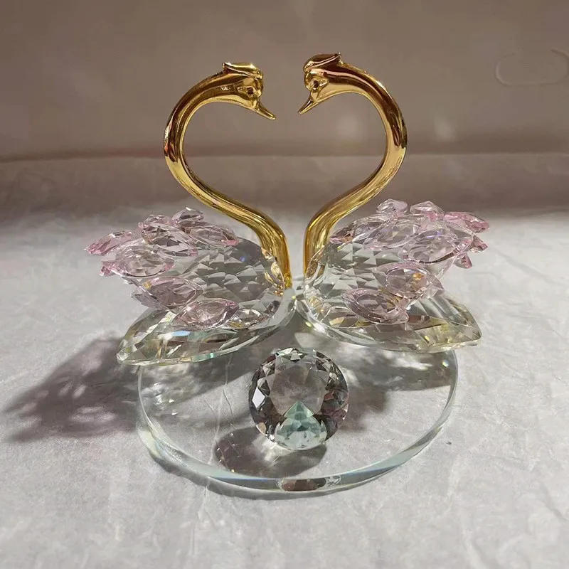 Custom various series crystal glass swan figurine paperweight table centerpiece and car ornament