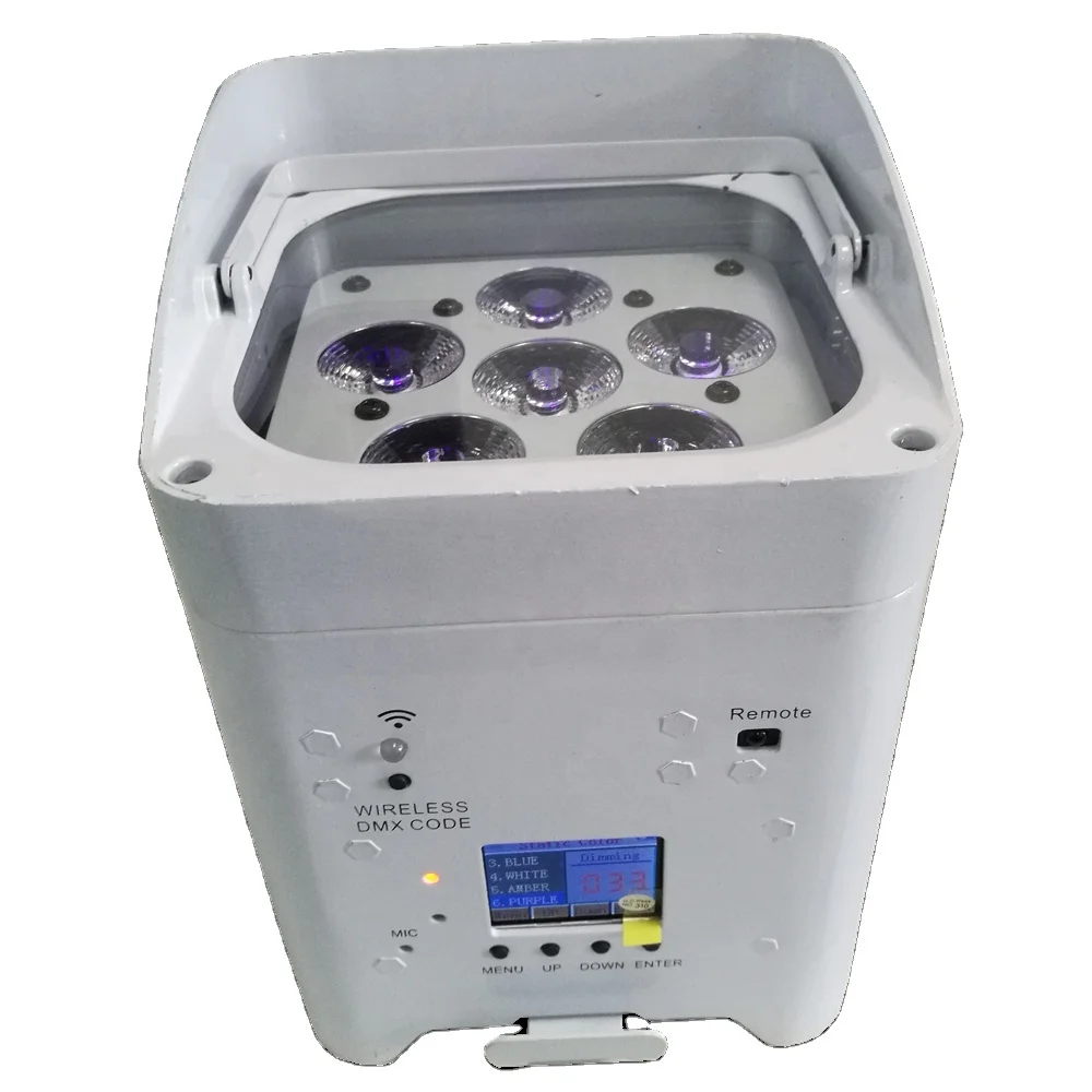 DMX wireless 6x18w rgba uv LED uplight 6in1 led par can par led battery