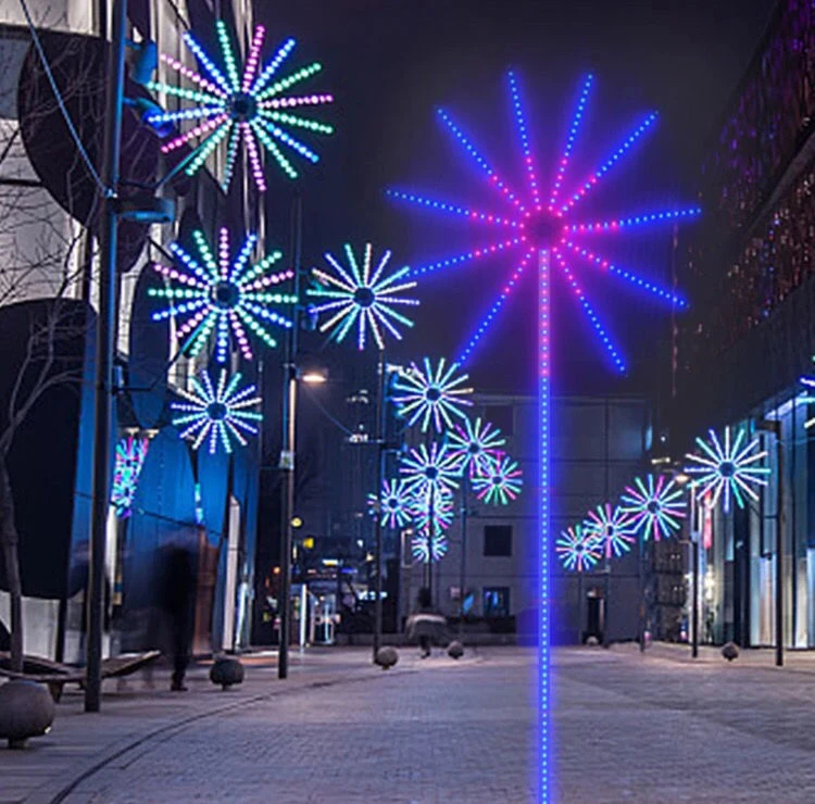 Outdoor Landscape Decorations Lighting LED Friework Light with 4 Inch Fireworks Shells Theme Park 80 IP65 RGB Snowfall Led 1600