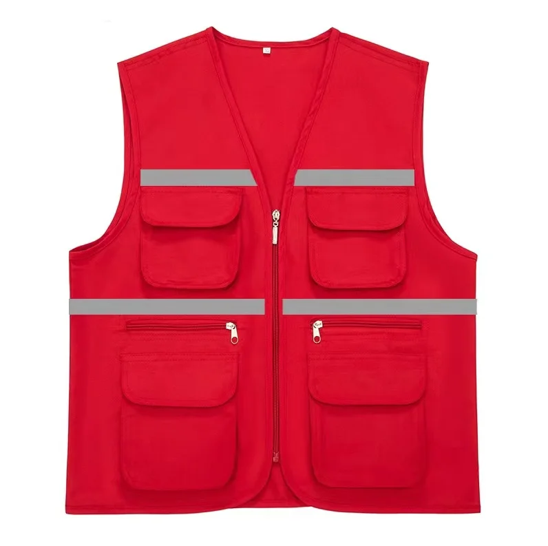 Customized engineer volunteer work wear Hi-Vis reflective work vests with pockets working vest