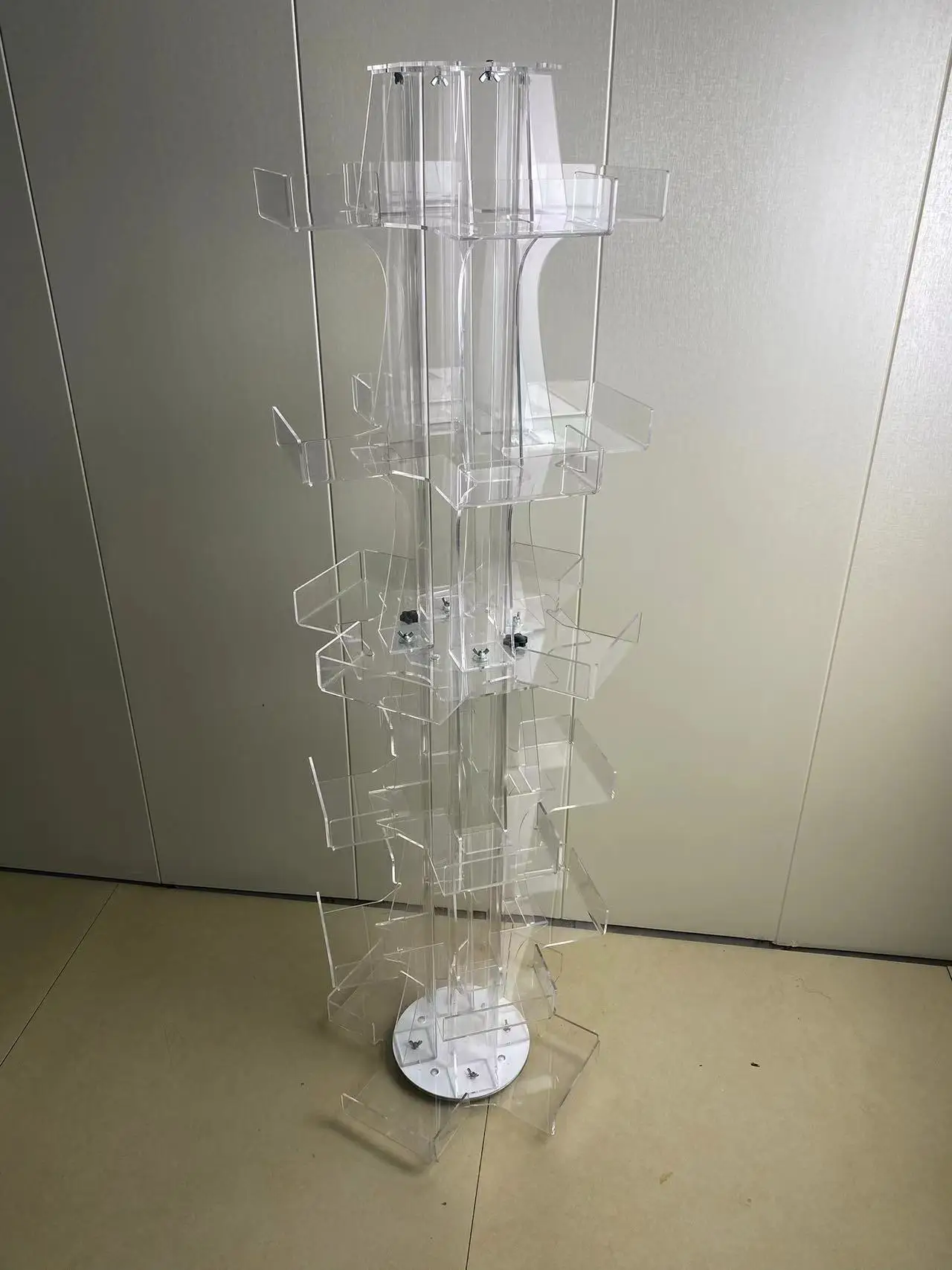 Customizable acrylic white organizer base countertop LED around acrylic knife collection display