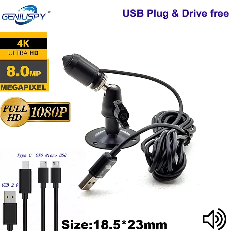 18 5 мм 1080P 8MP 4K Мини Пуля USB веб-камера IMX179 видео Full Hd компьютер ноутбук 4k Micro Web Cam Usb камера