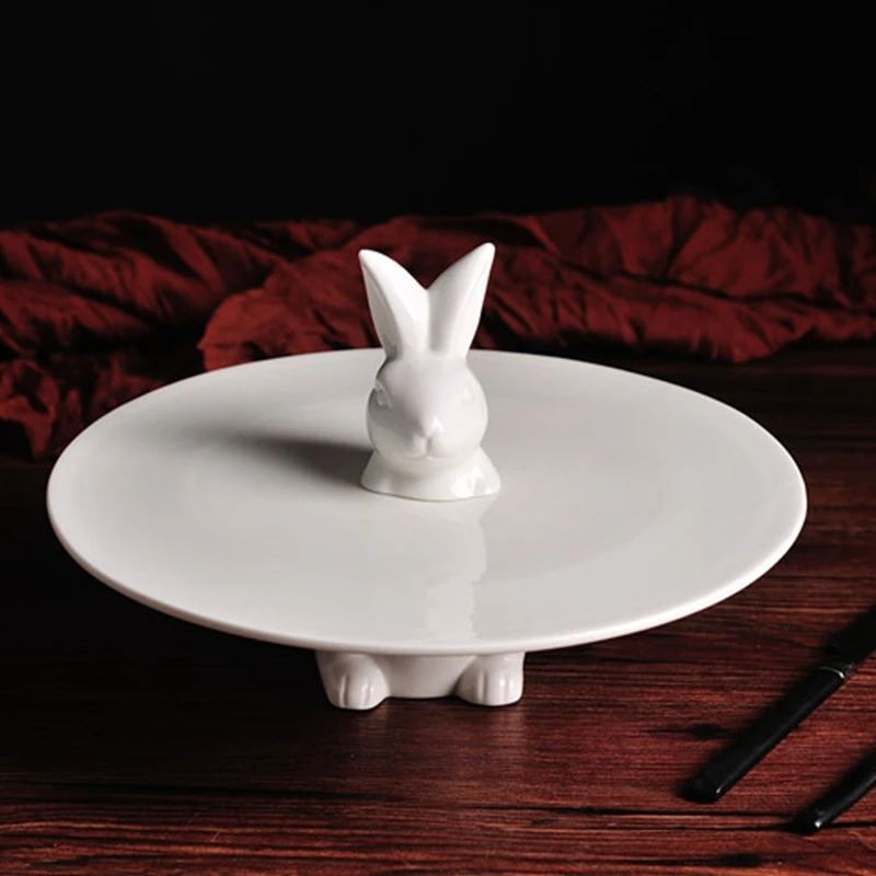 White Ceramic Bread Plate Snacks Fruit Serving Tray Cake Stand Dessert Display Decor Gift Craft Supplies