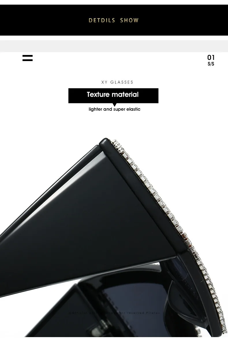 LvCong trend 2024 protection luxury big frame sunglasses for men luxury black frame diamond cat-eye-sunglasses-designer