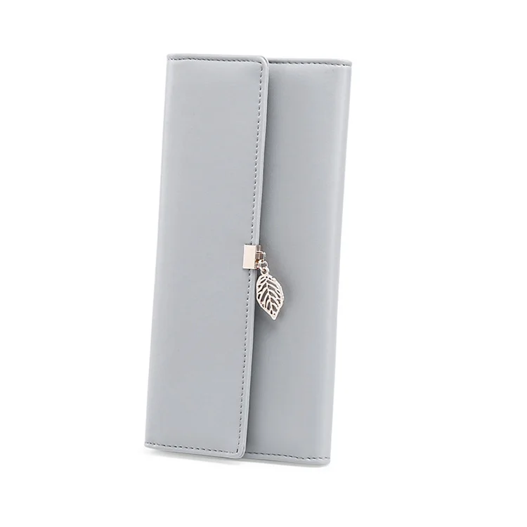 Pu  Long Wallet Leaf Pendant clip zipper zero wallet RFID anti-theft brush large capacity Wallet