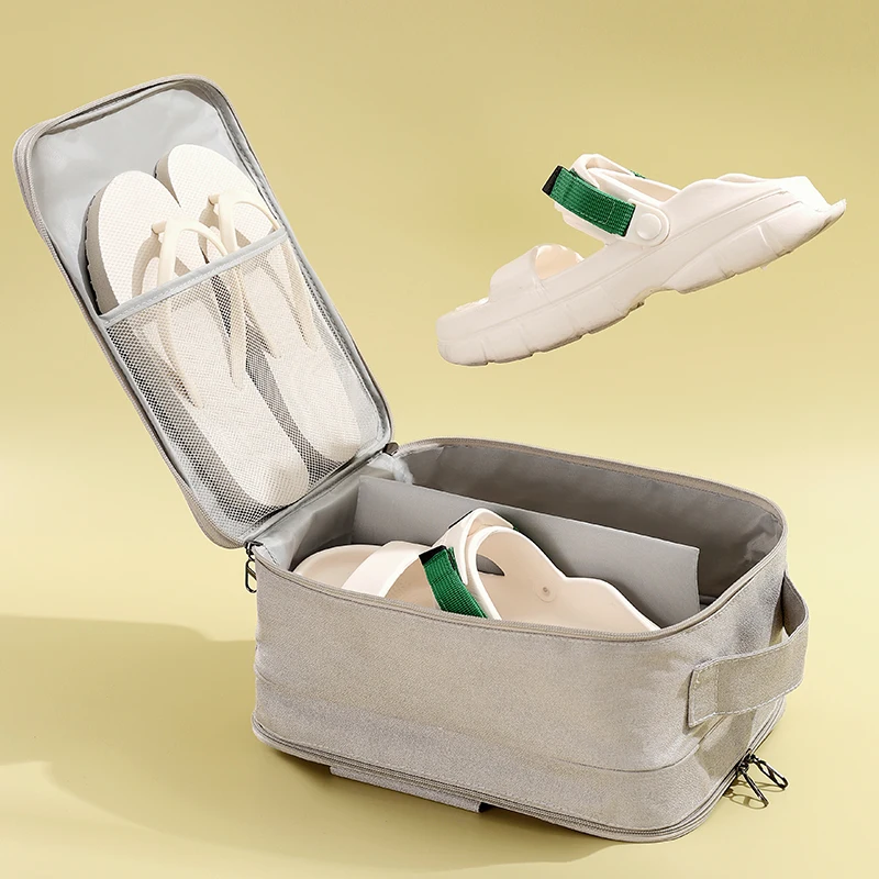 Multi-functional Organizer Portable Polyester Travel Foldable Handle Zipper Shoe Slippers Sneakers Storage Bag