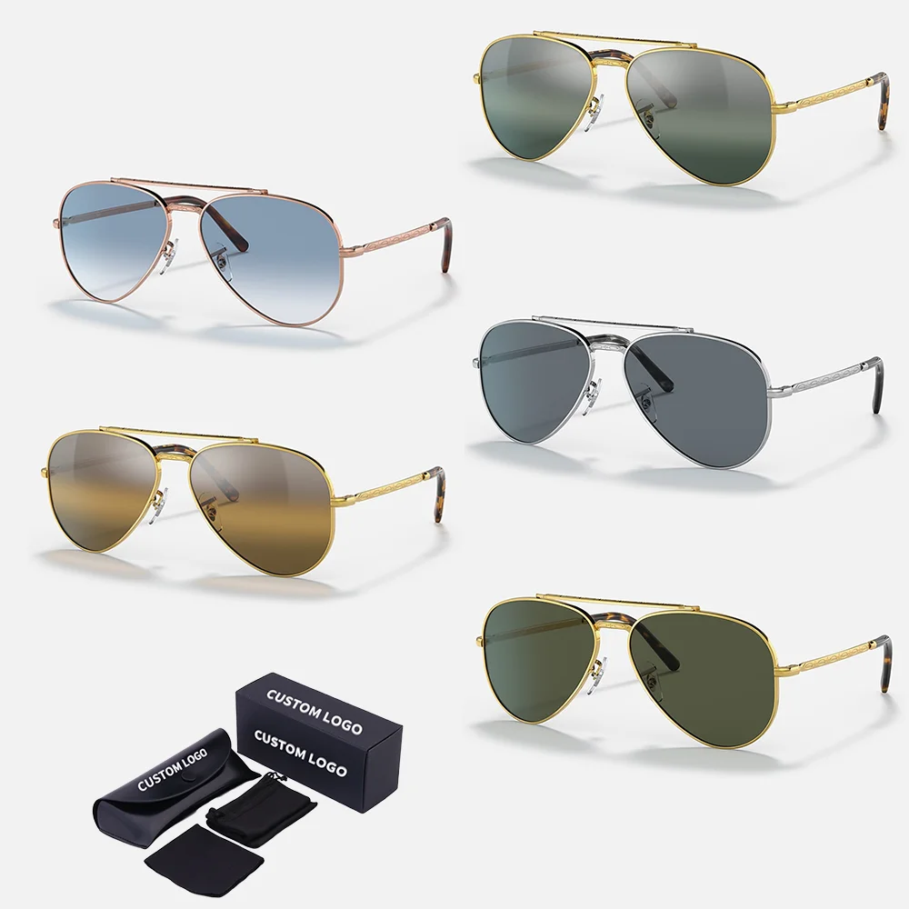 Classic Metal Aviation Designer Sunglasses 2024 Men Women Driving Sun glasses Polarized Lens Shades Frame LOGO Custom