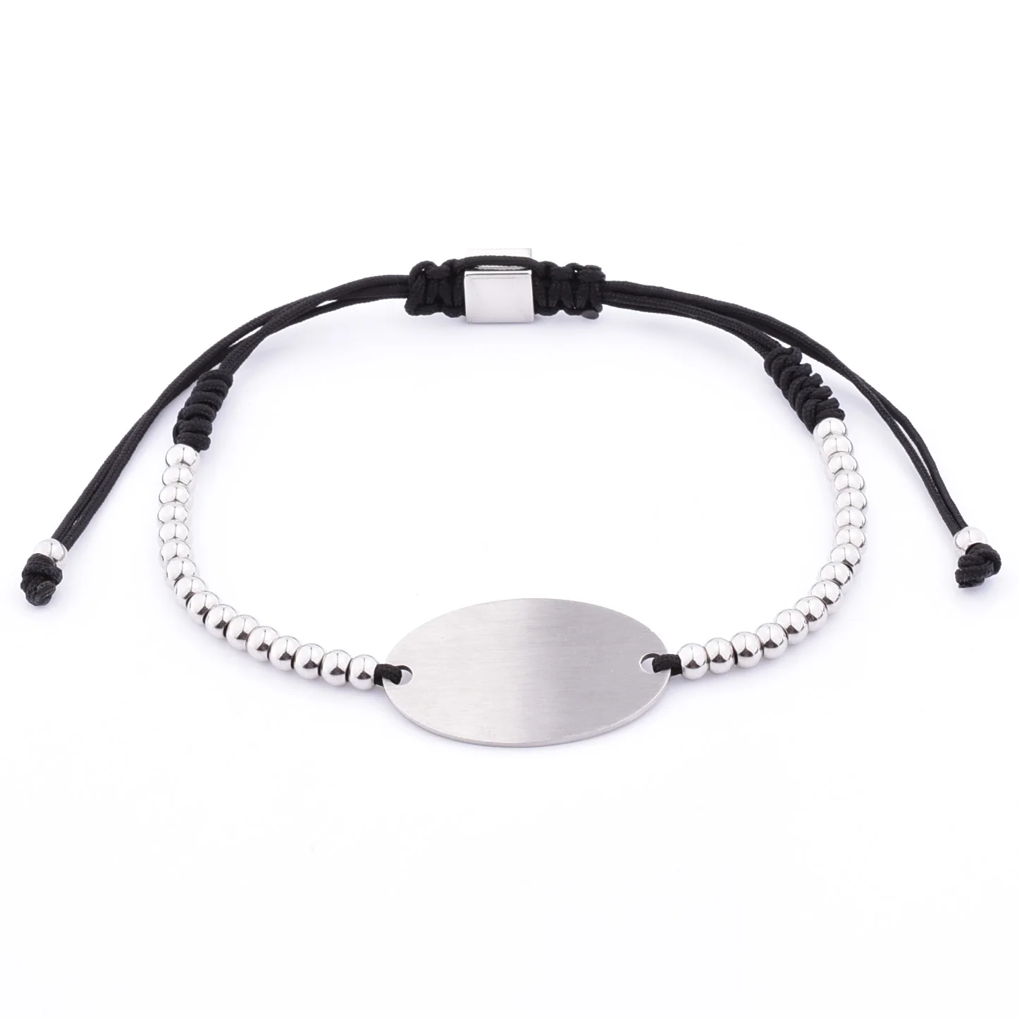 Italian Man Beaded Cheap Brushed Silver Metal Plate Charm Knot Bracelet