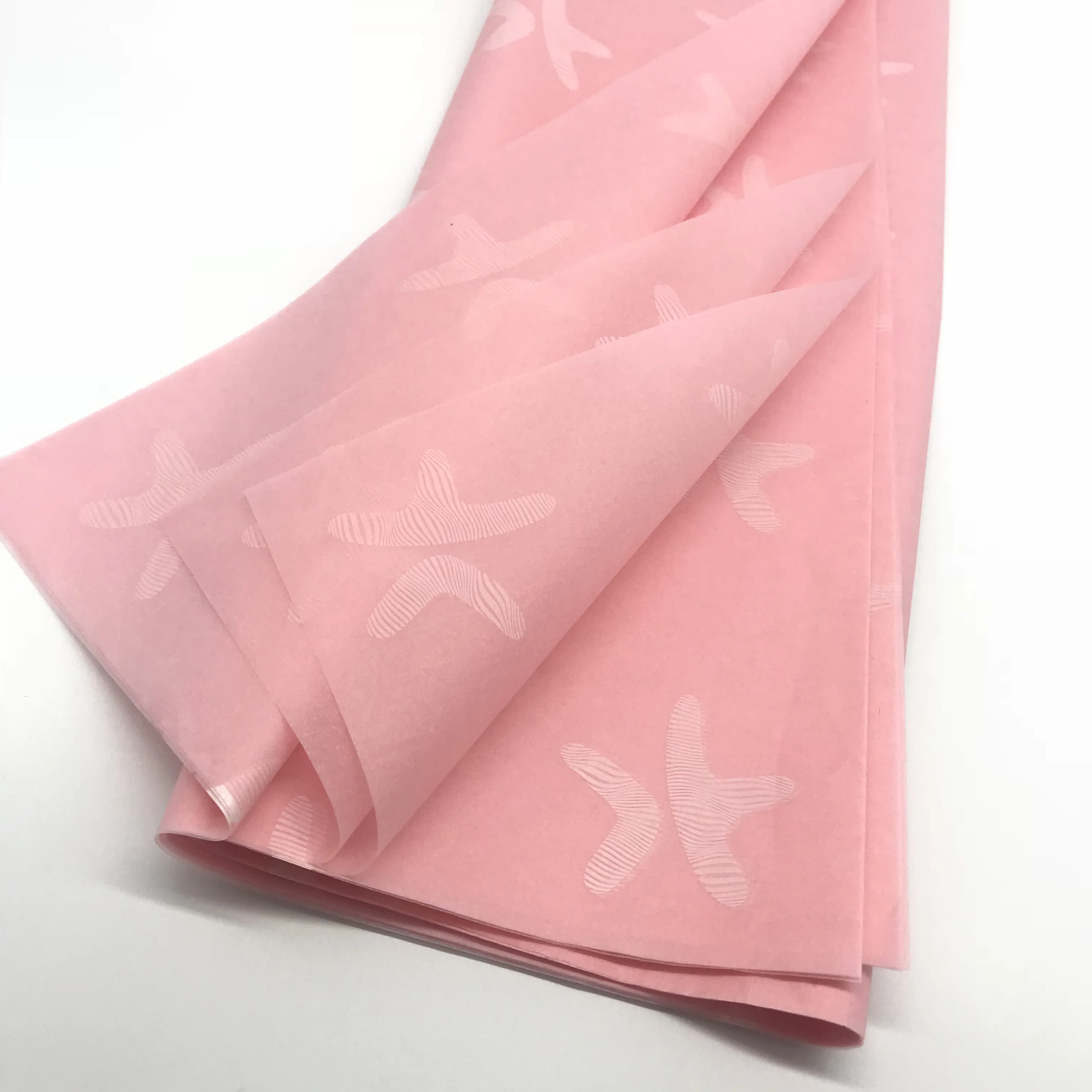 Pink gift custom tissue paper wrapping with white printing