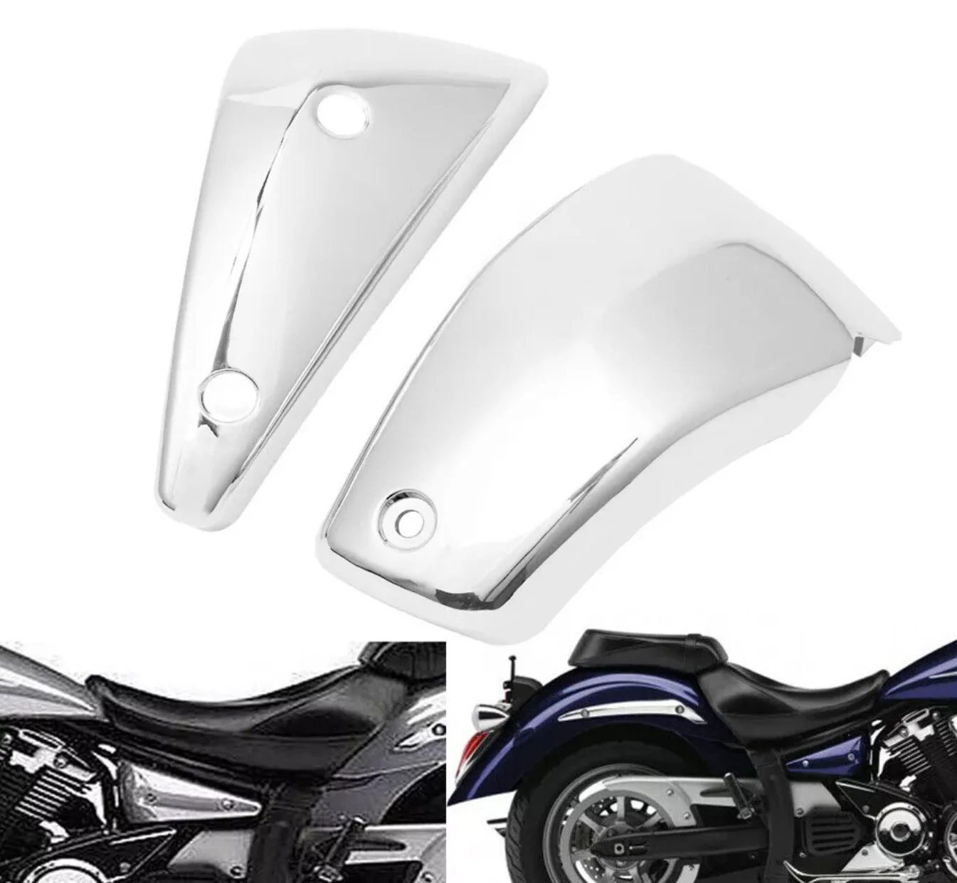 Black Battery Side Cover Protection Guard Fairing Cover Compatible for Yamaha V Star 1300 XVS1300 2007-2017