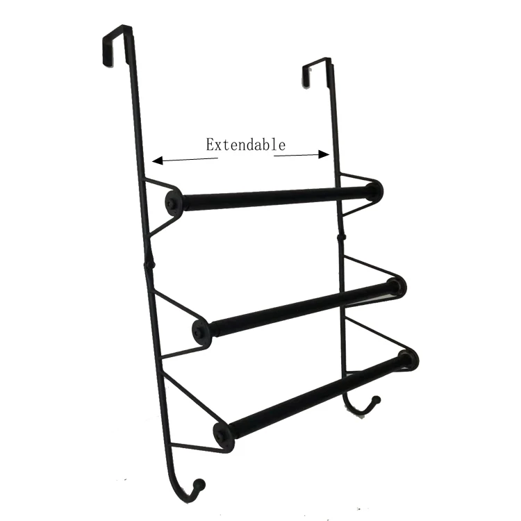 Free-Punch Bathroom Kitchen Metal Extendable Towel Rack with 3 Towel Rails Towel Metal Rails with Extendable Rail